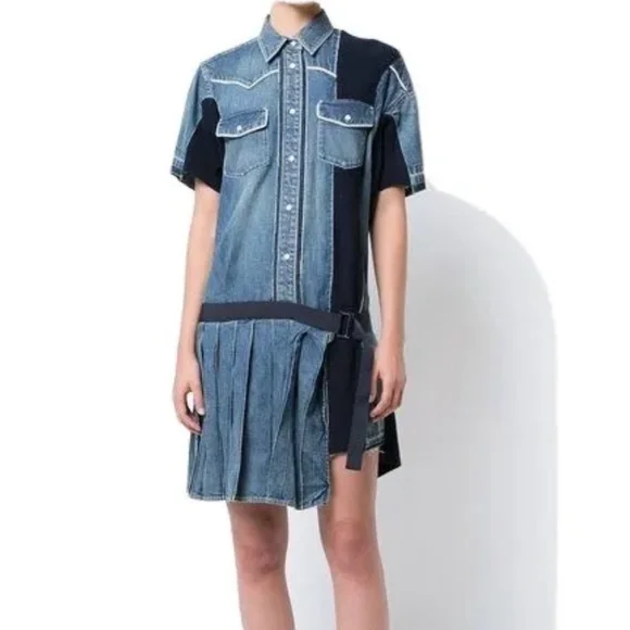 sacai 国内買付 Denim Dress Sacai | Dresses | Sacai Denim Pleated Shirt Dress | Poshmark